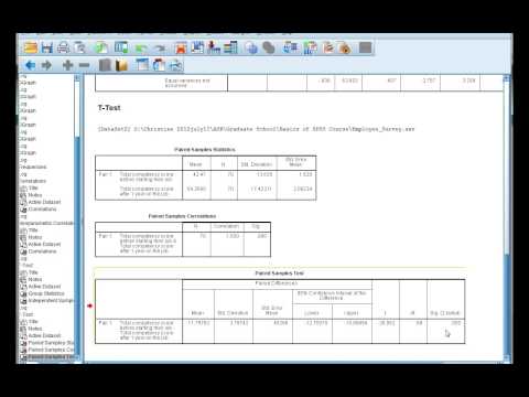 Interpret SPSS output for a paired t-test