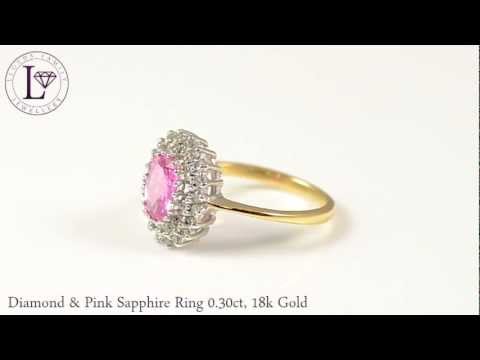 Diamond & Pink Sapphire Ring 0 30ct, 18k Gold (LFDCR13PS)