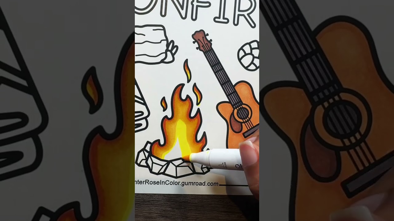 Crackling fire | Cozy Bonfire printable coloring page