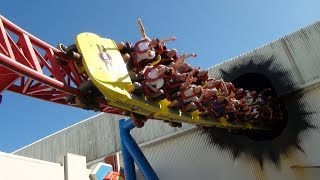 Superman Escape Roller Coaster Front Seat POV Warn