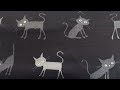 Japanese Fabric With Gray Tabby Cats On Black Oxford Cotton CocoLand Collection Modes4u