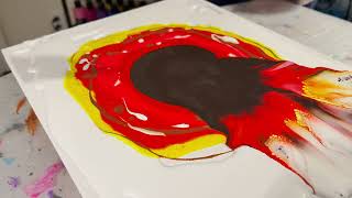 STUNNING and FIERY blowout with a dark center! Black Hole effect with  Golden Stencil mandala!♥️♥️