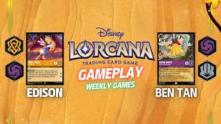 Disney Lorcana - Gameplay - Edison (Amber Amethyst) vs Ben Tan (Amethyst Steel)