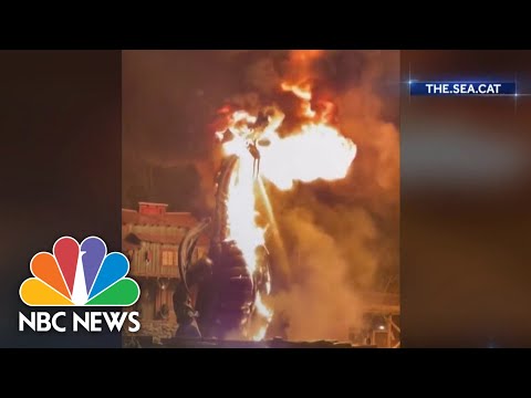 Disneyland park-goers evacuated after fire-breathing dragon prop becomes engulfed in flames