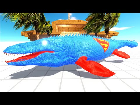 DEATH RUN vs SUPERMAN MOSASAURUS FPS PERSPECTIVE - Animal Revolt Battle Simulator