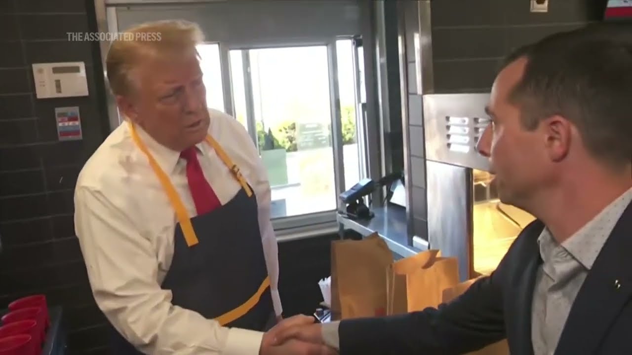 Watch Donald Trump work french fry station, drive-thru window at McDonald's