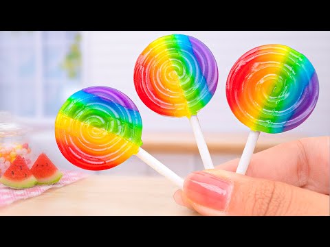 🍭 Satisfying Yummy Miniature Rainbow Lollipop Candy Recipe 🍭 Easy Tiny Fruit Lollipop Idea for You
