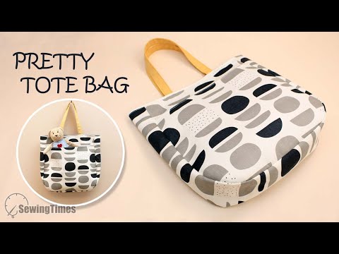 DIY Pretty Tote Bag | How to make a Bag with Guesset [sewingtimes]
