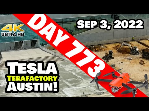 MAIN ENTRANCE BEAUTIFICATION AT GIGA TEXAS! - Tesla Gigafactory Austin 4K  Day 773 - 9/3/22 - Tesla