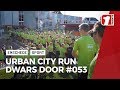 Urban City Run dwars door gebouwen