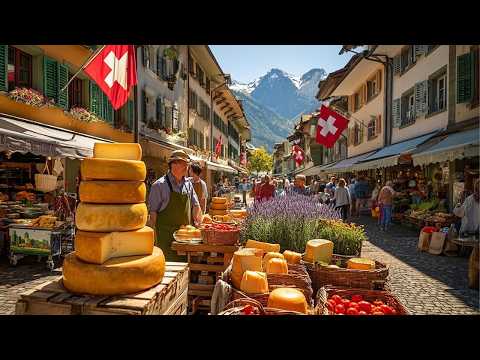 Morning Farmers Market in Bellinzona 🇨🇭 | Walking Tour in Switzerland’s Most Beautiful Town