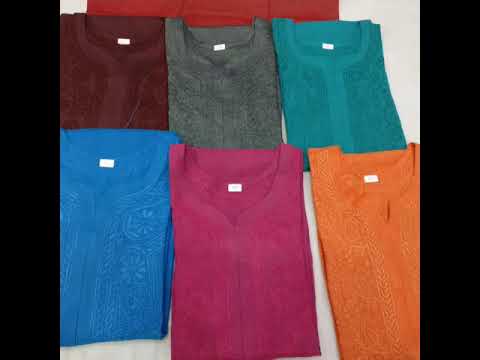 Pratiti chikankari khadi rayon kurti