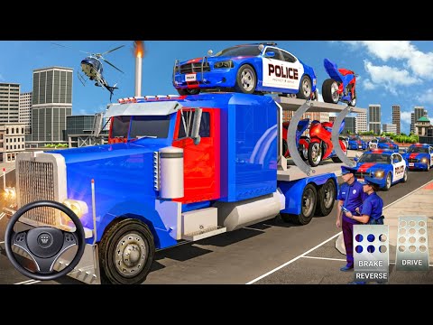 US Police Multi Level Car Transporter Truck - Police Vehicle Driving - New Android Gameplay