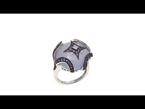 Victoria Wieck Chalcedony, Iolite and Topaz Ring