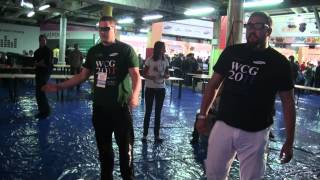 Zeus and his son are playing Kinect