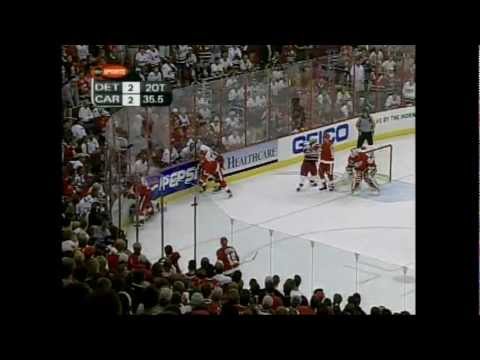 2002 Playoffs: Det @ Car - Game 3 (OT Highlights)