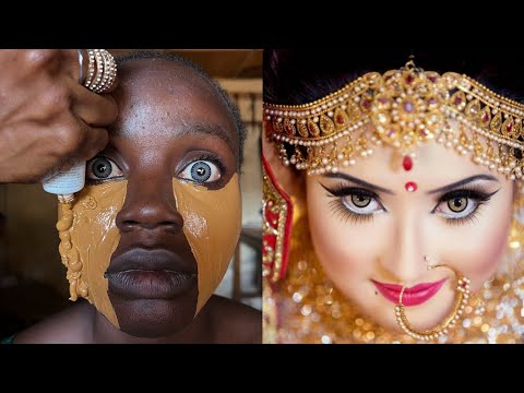 Black Girl Got Transformed Into Indian Bride 😱😳🔥 Makeup Transformation 💉 Cirurgia Plastica 😳✂️
