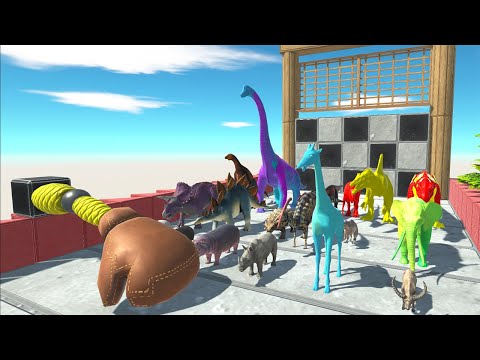 SPEED RACE OBSTACLE BOXING GLOVE DINOSAURS VS ANIMALS ARBS - Animal Revolt Battle Simulator