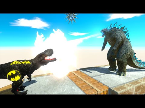 BATMAN T REX vs GODZILLA 2014 DEATH RUN - Animal Revolt Battle Simulator