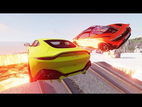 Cars VS LAVA Ramp Jumping Test #6 BeamNG Drive