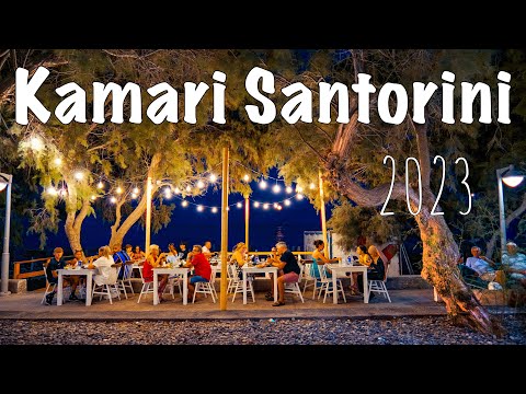 Kamari Santorini, nightlife walking tour 4k, highest quality video across YouTube, Greece 2023