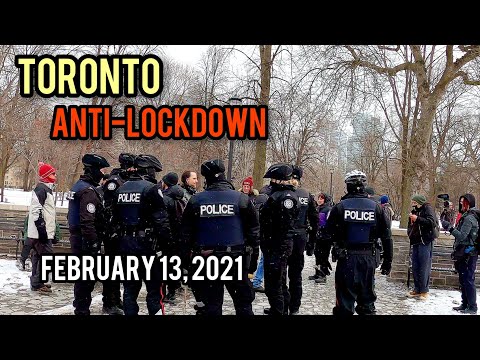 Anti-lockdown Protest, Downtown, Toronto,Canada, Saturday February 13, 2021