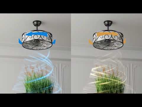 19" Semi-Flush Mount Ceiling Fan with Lantern-Style Light