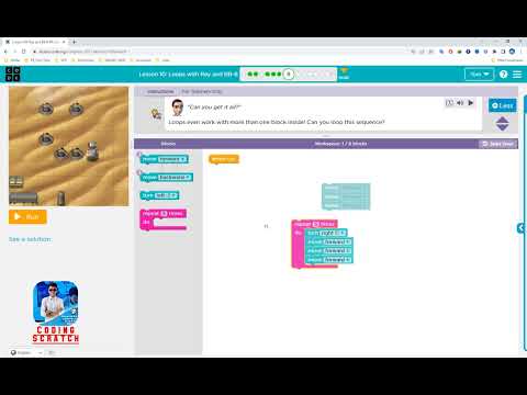 Code org Lesson 10 Loops with Rey and BB 8