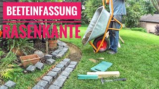 Make lawn edging mowing edge with natural stone yourself