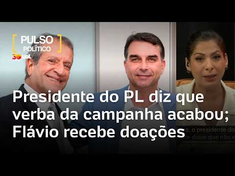Presidente do PL diz que dinheiro da campanha de Flávio Bolsonaro acabou e senador recebe doações