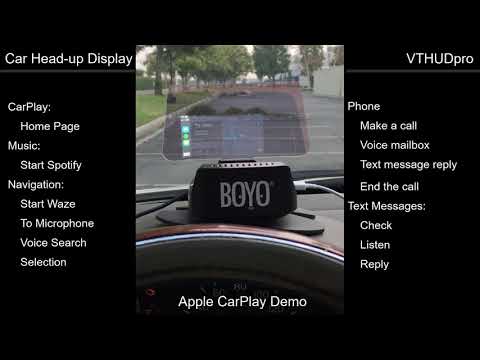BOYO VTHUDpro Car Head-up Display - CarPlay Demo: call, text, music, navigate