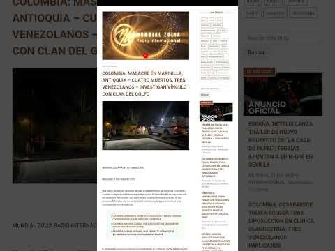 COLOMBIA: MASACRE EN MARINILLA, ANTIOQUIA – CUATRO MUERTOS, TRES VENEZOLANOS