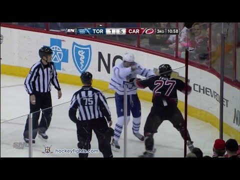 Joffrey Lupul vs Justin Faulk Jan 9, 2014