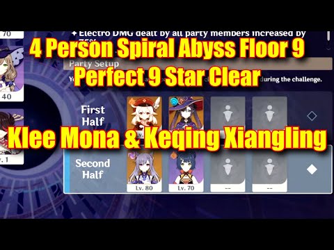 Klee Mona & Keqing Xiangling Spiral Abyss Floor 9 Perfect 9 Star Clear - Genshin Impact Global