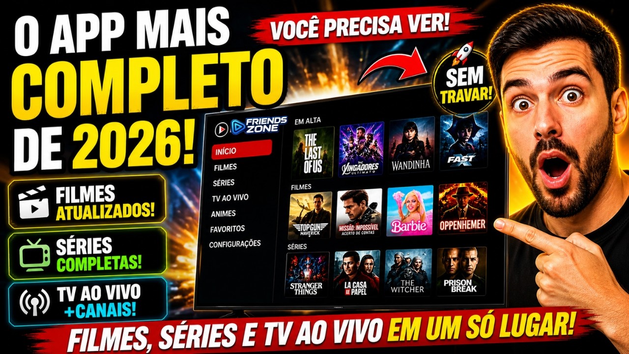 O APP MAIS COMPLETO DE 2026 PARA ASSISTIR FILMES, SÉRIES E TV AO VIVO SEM TRAVAR (VOCÊ PRECISA VER)