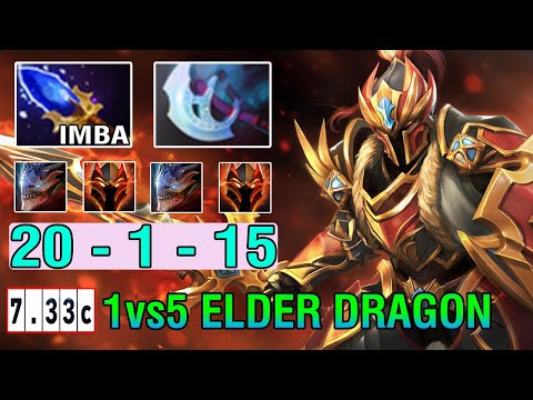 Super Strong 1v5 Elder Dragon Form Solo Mid [Dragon Knight] with Aghanim + Manta Dota 2 7.33C