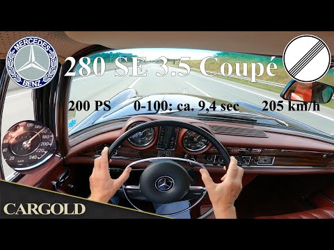 Thumbnail for Mercedes 280 SE 3.5 Coupé, Autobahn High Speed Drive, No Speed Limit, Pure V8 Sound by Supercar, Sports car, Car, Vehicle