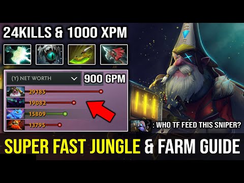 How to Super Fast Jungle & Farming Pro Sniper with 24Kills 900 GPM & 1000 XPM Electric Attack DotA 2