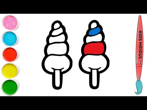 How to draw cute and easy Ice cream | Easy drawing, Painting and Coloring for Kids & Toddlers