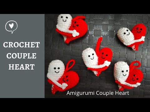 Coppia di cuori amigurumi all'uncinetto ❤️ | Schema all'uncinetto passo dopo passo per principianti