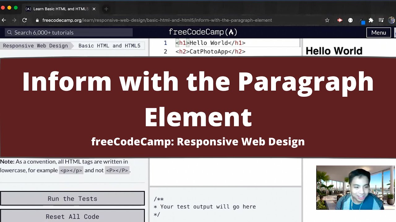 Inform with the Paragraph Element (Basic HTML and HTML5) freeCodeCamp Tutorial