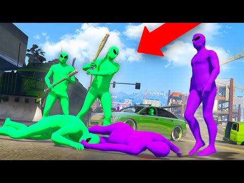 GREEN VS PURPLE! *ALIEN GANG WAR!* | GTA 5 THUG LIFE #335