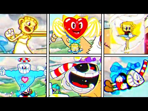 Cuphead - All Super Attacks With Healthbar Comparison
