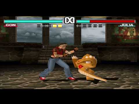 Tekken 3 Move Sweep Gon Kuma's Moves  Bearhug & Bite Julia (jeans Outfit)
