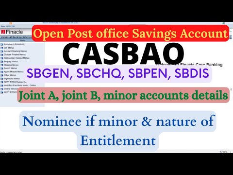 How to open Post office savings accounts in finacle| SB account