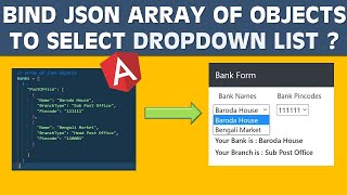 Bind JSON Array of Objects |  SELECT dropdownlist in Angular | (change) event |  using [(ngModel)]