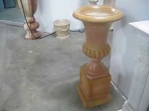 Planter Creamy Marble Planter Stone With Pedestal  46" Tall FP-43