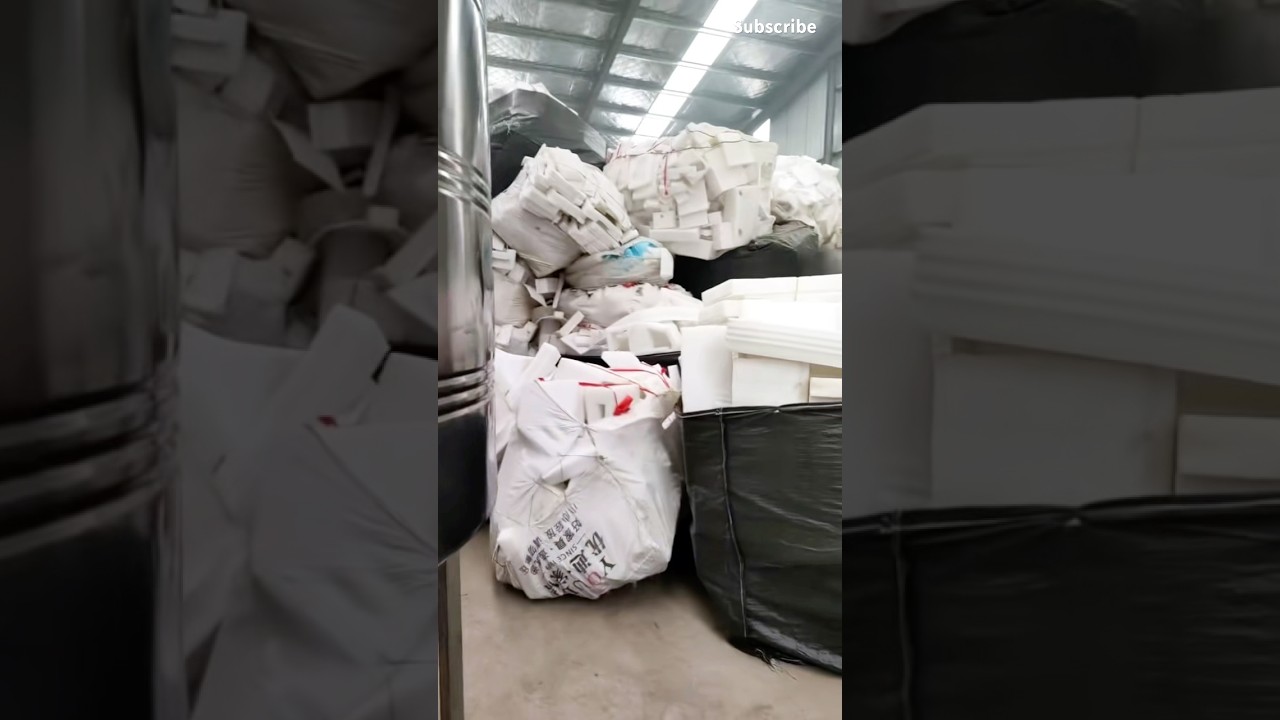 A simple pelletizing machine for recycling EPE EPS  foam package materials #machine #recycling