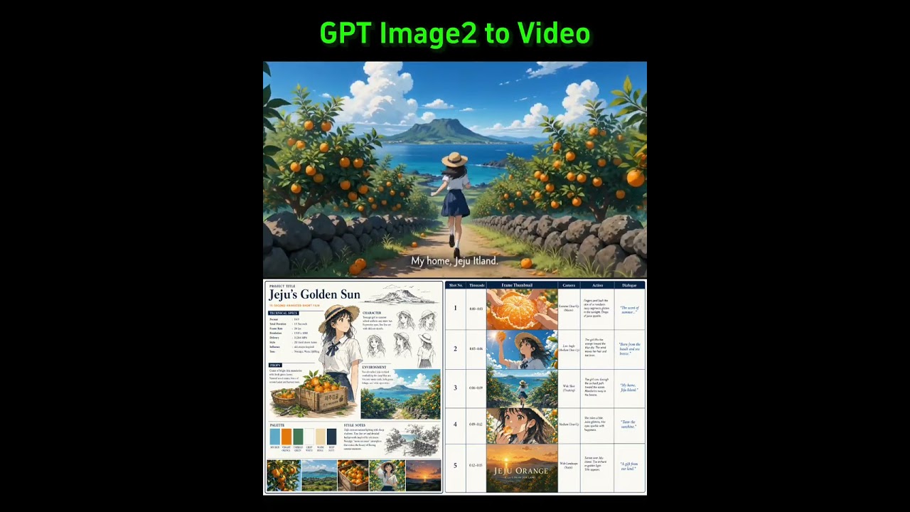 A 15-Second Hand-Drawn Anime About Jeju Mandarins — Made Entirely by AI 🍊✨