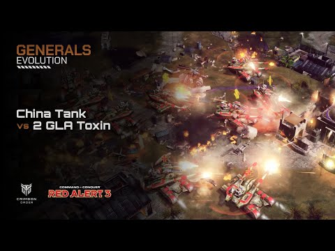 Red Alert 3 [Generals Evolution Mod] - China Tank vs 2 GLA Toxin Brutal AI